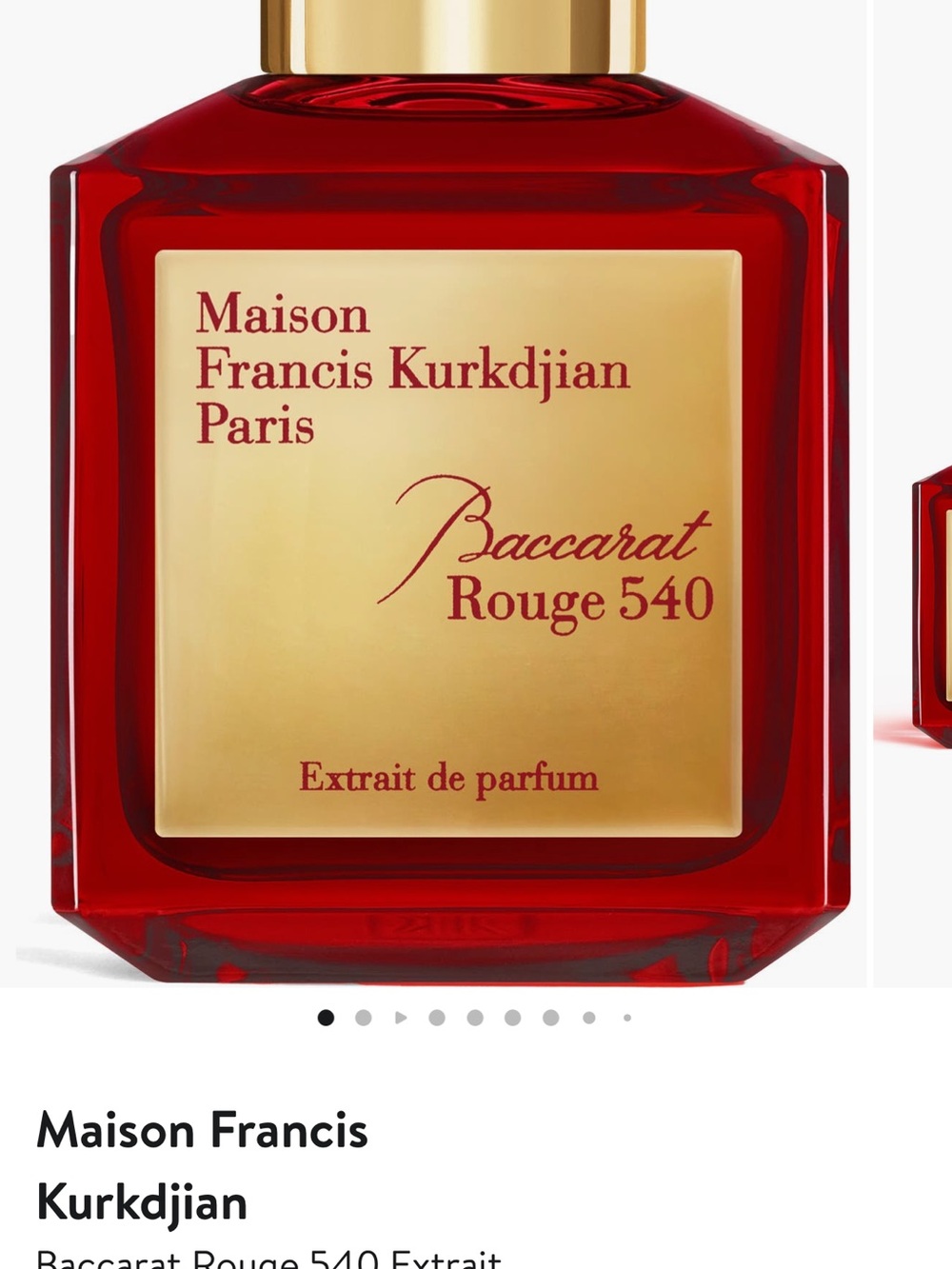 Maison Francis Kurkdjian Red and Gold Baccarat Rouge 540 Decorative Bottle